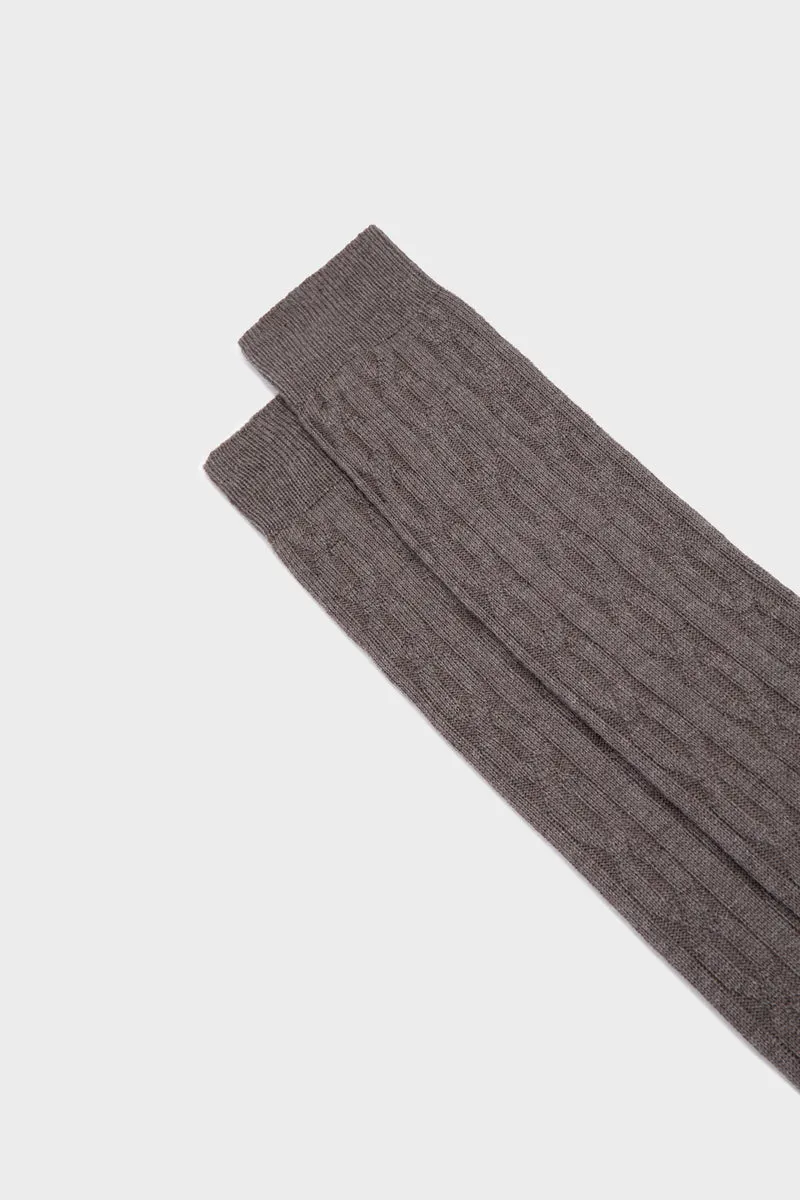 Bresciani Essentials Biagio strømper beaver uld flet