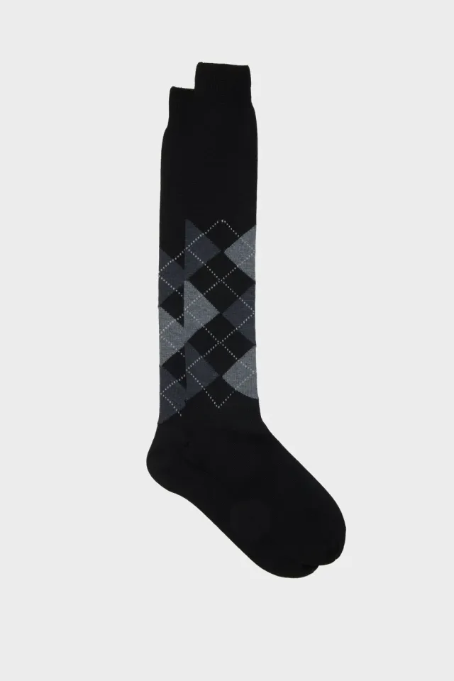 Bresciani Lapo strømper sort uld ternet