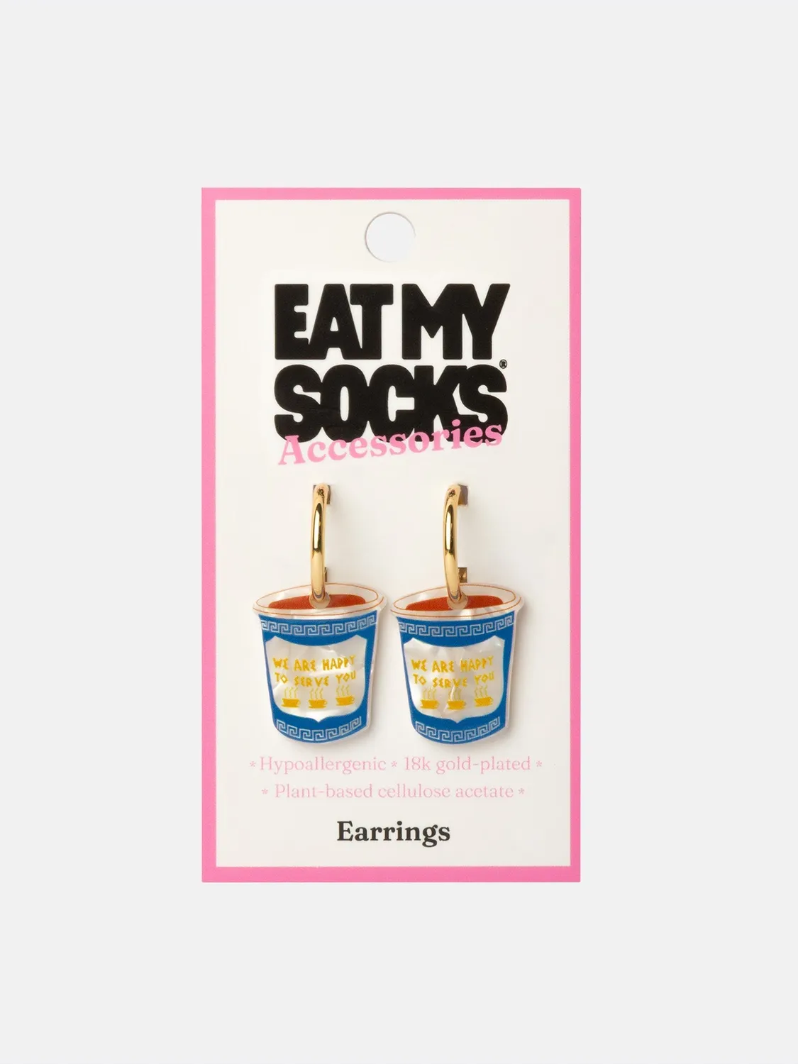 Eat My Socks Happy Serve You øreringe guld