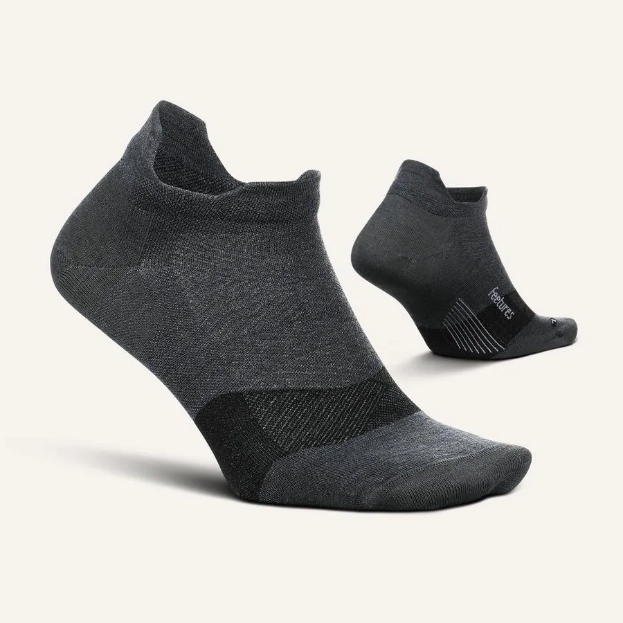 Feetures Merino 10 Ultra Light No Show løbestrømper Charcoal merinould