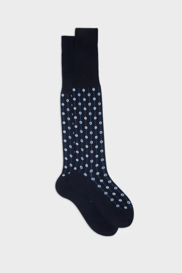 Bresciani Essentials Pavone bomuldsstrømper blue påfugl