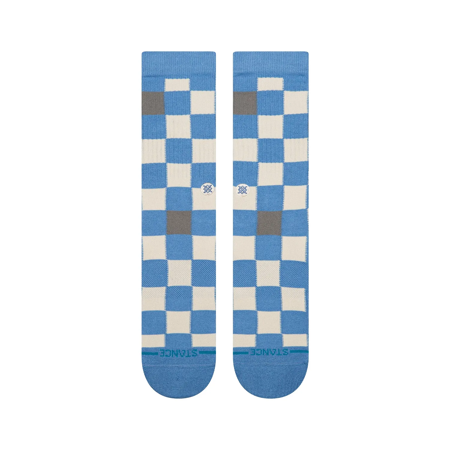 Stance Chef Check crew strømper capri blue medium støtte