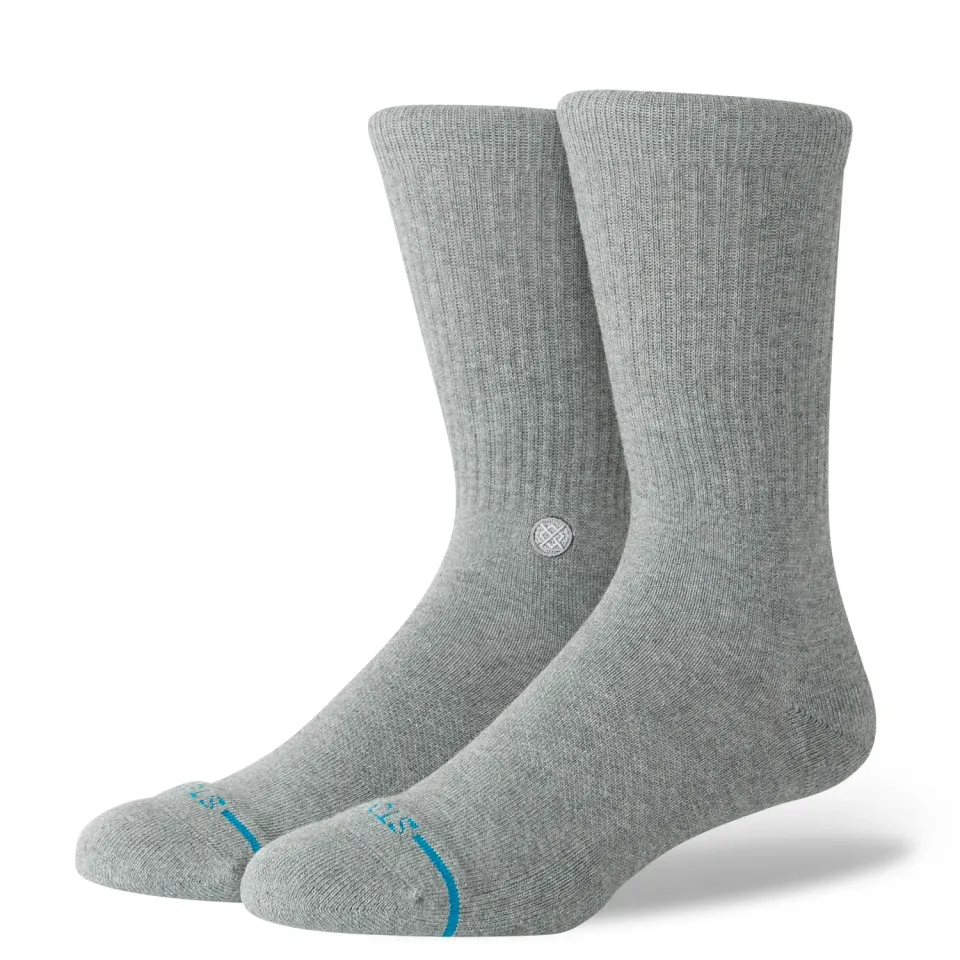 Stance Icon Crew sokker gråmeleret medium polstring