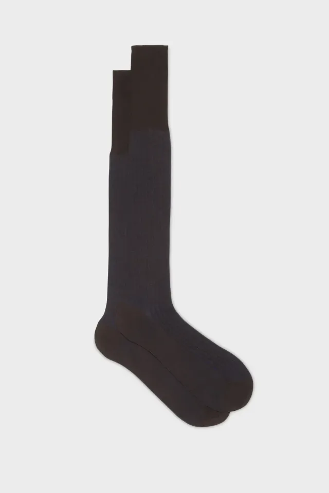 Bresciani Essentials Mario strømper brown-blue bomuld