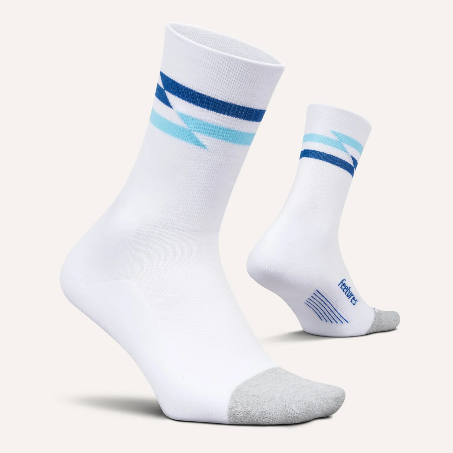 Feetures Elite Light Cushion Mini Crew løbestrømper White Track dæmpning
