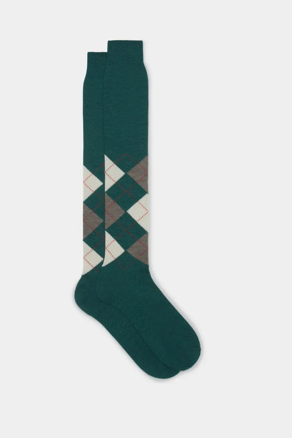 Bresciani Lapo sokker grøn rude uld intarsia
