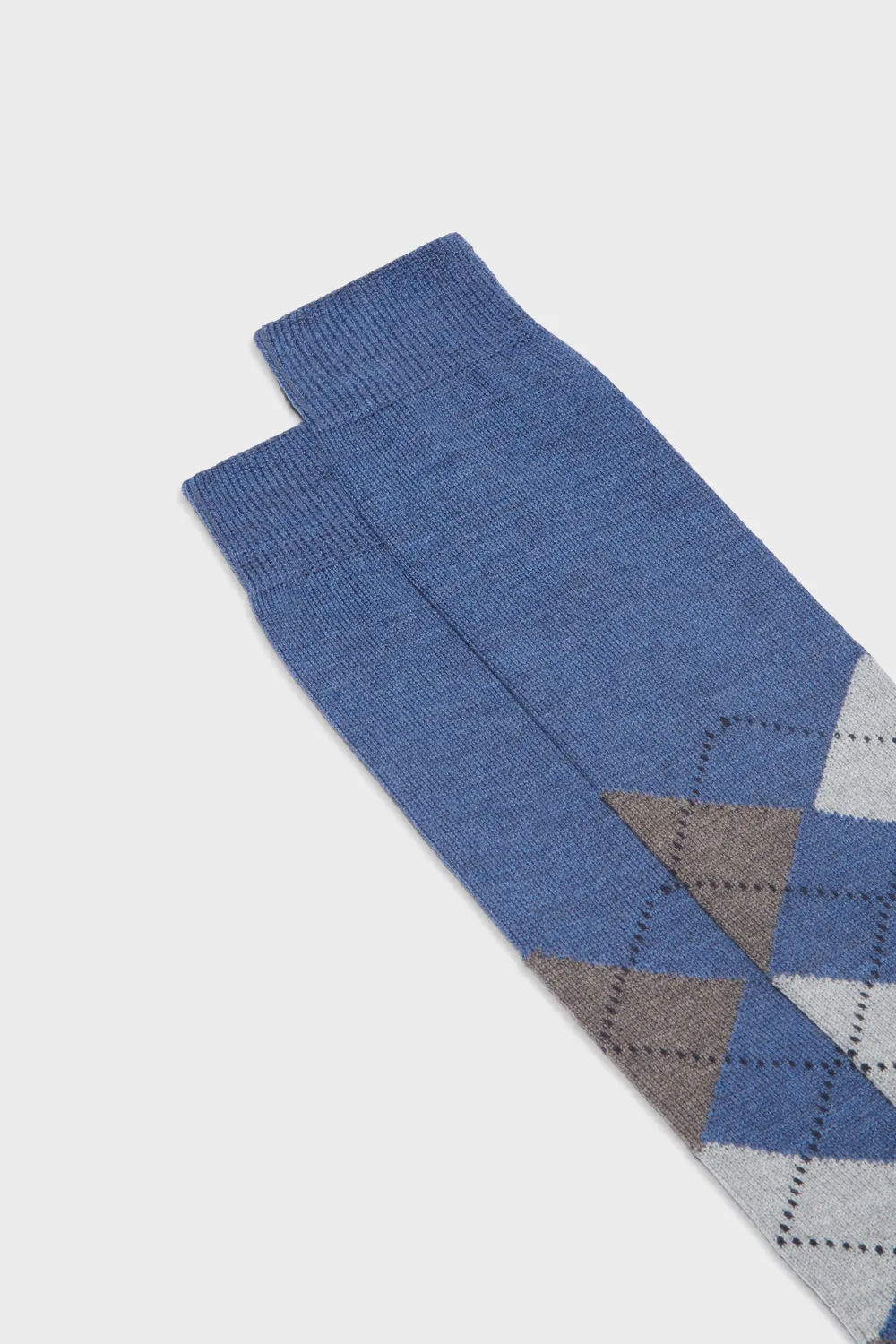 Bresciani Essentials Lapo strømper uld ternet blå