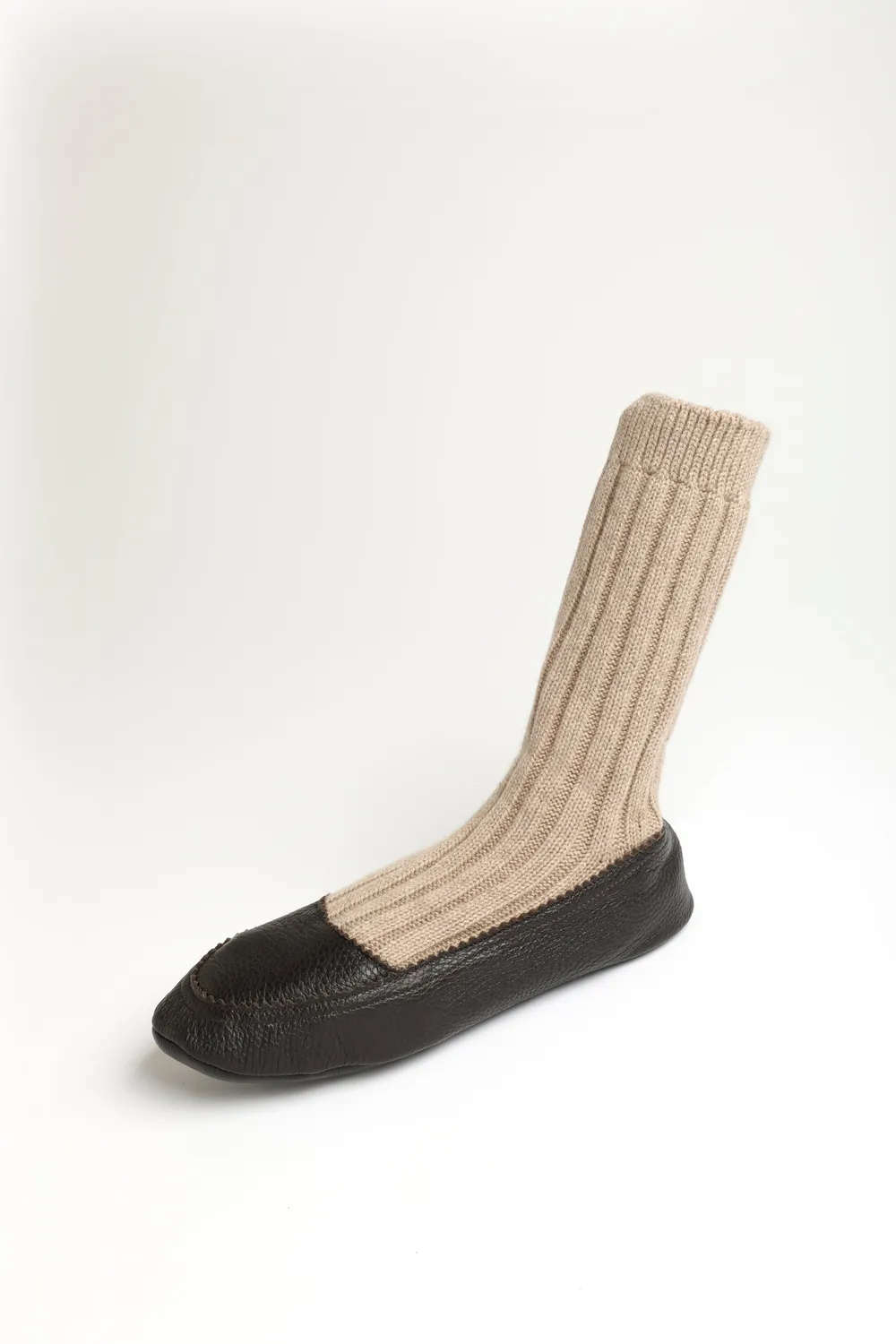 Bresciani Luxury slippers cashmere-læder beige