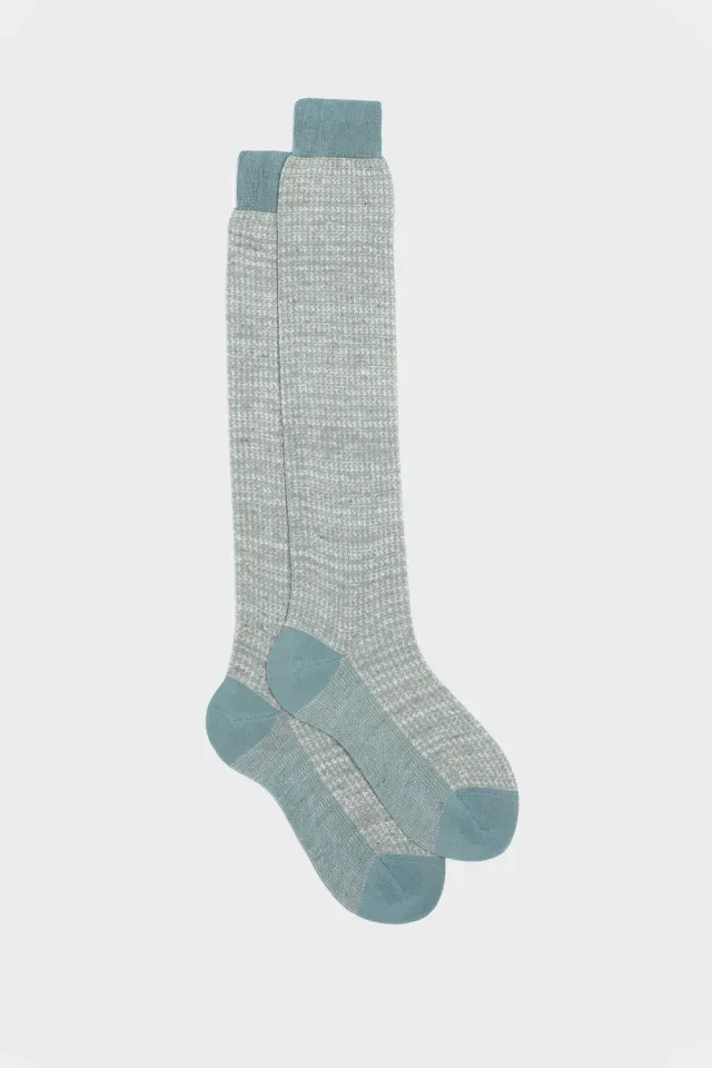 Bresciani Essentials Attilio herresokker teal-ivory bomuld-hør