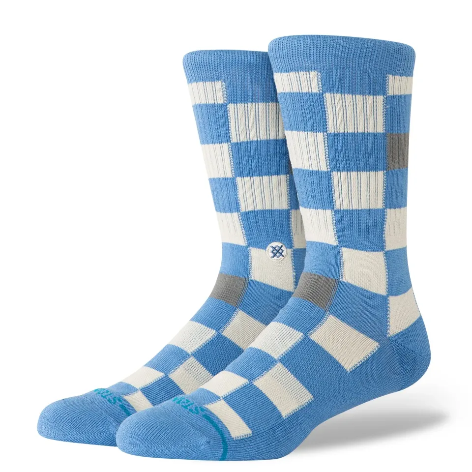 Stance Chef Check crew strømper capri blue medium støtte