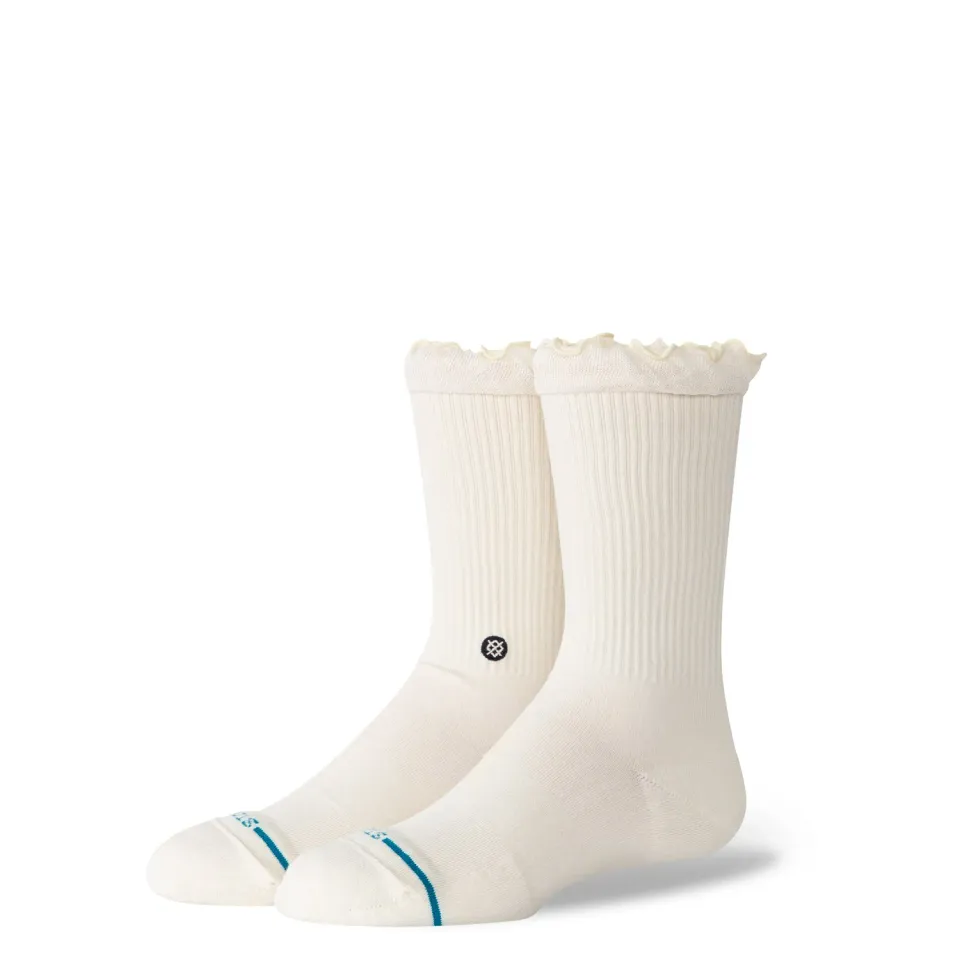 Stance Kids Ruffle Icon Crew børnestrømper Ivory bomuld