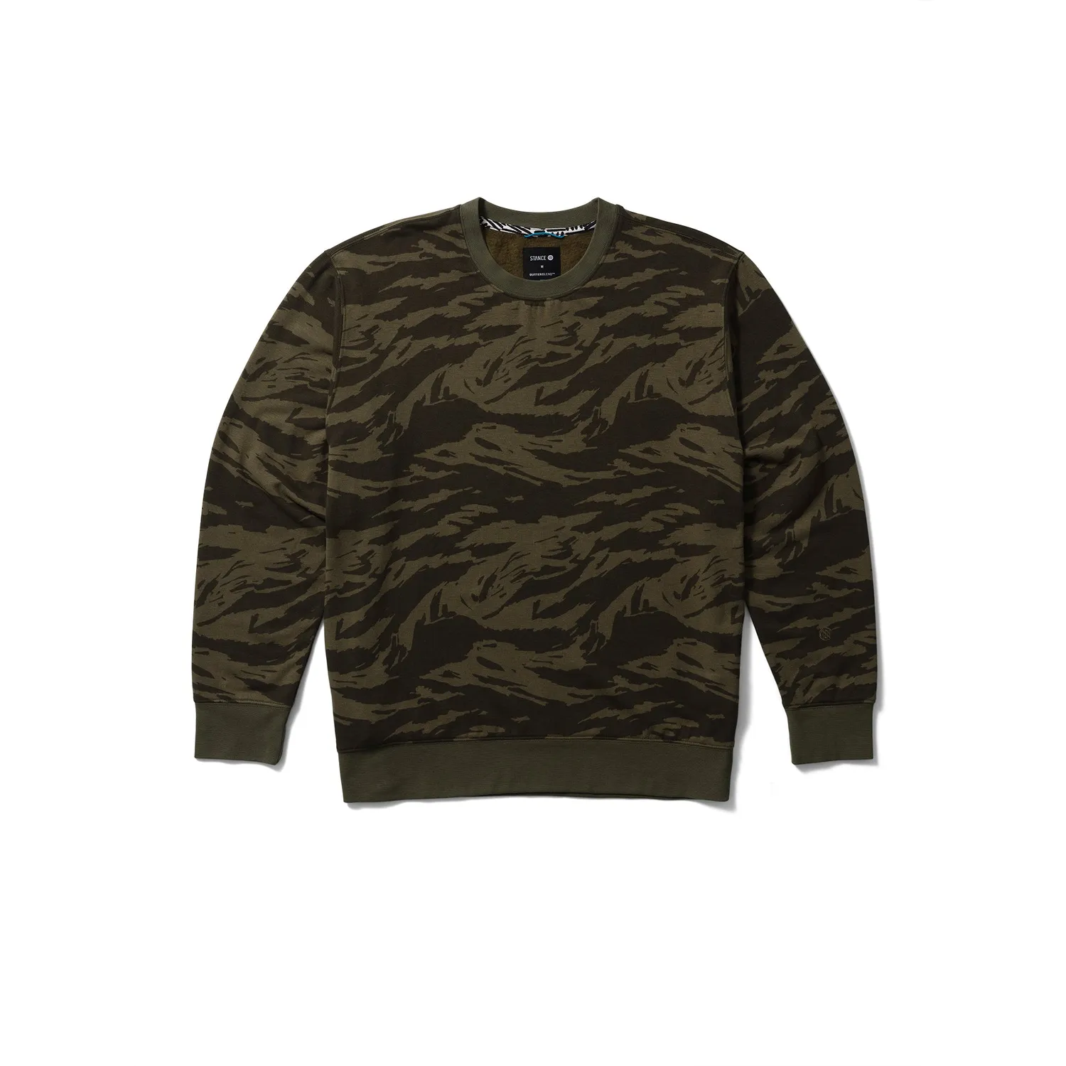Stance Shelter Crew sweatshirt Green Camo børstet fleece