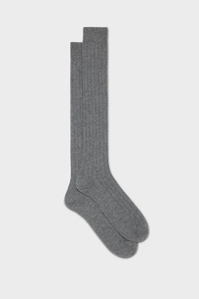 Bresciani Luxury Campidoglio her restrømper medium grey cashmere
