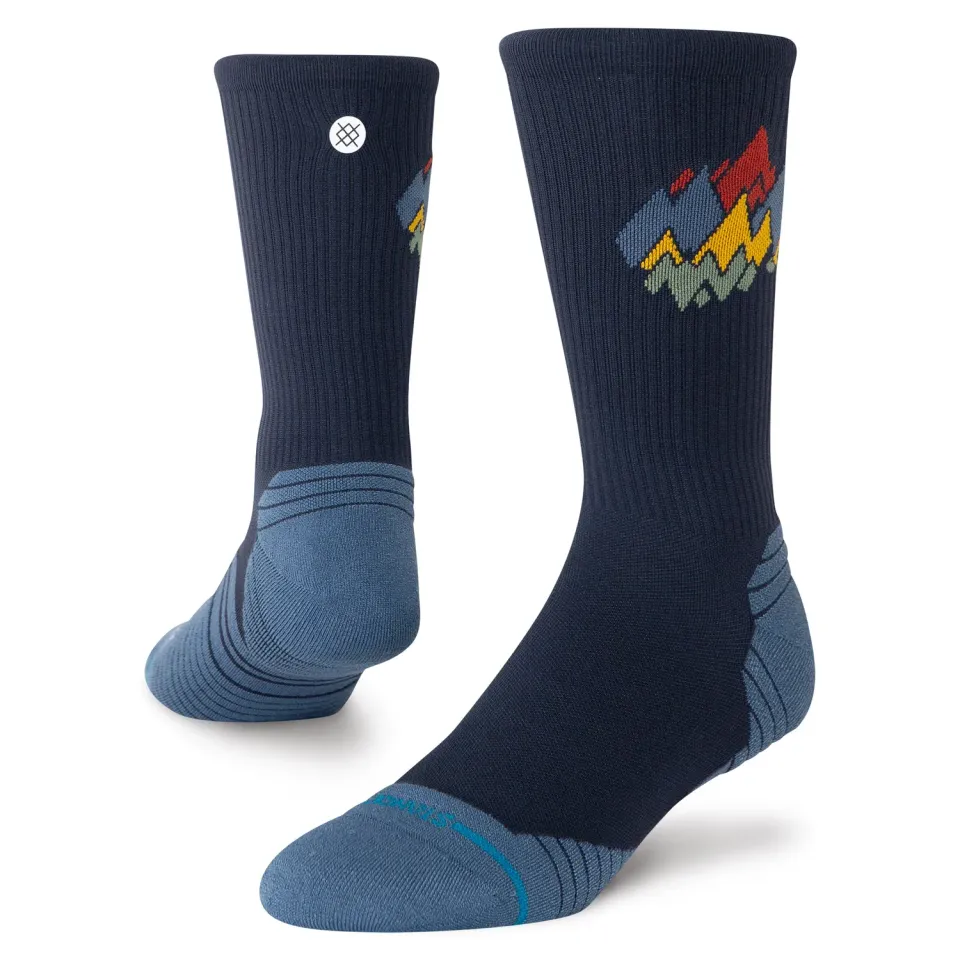 Stance Peaks Ribbed Light Crew løbestrømper navy let
