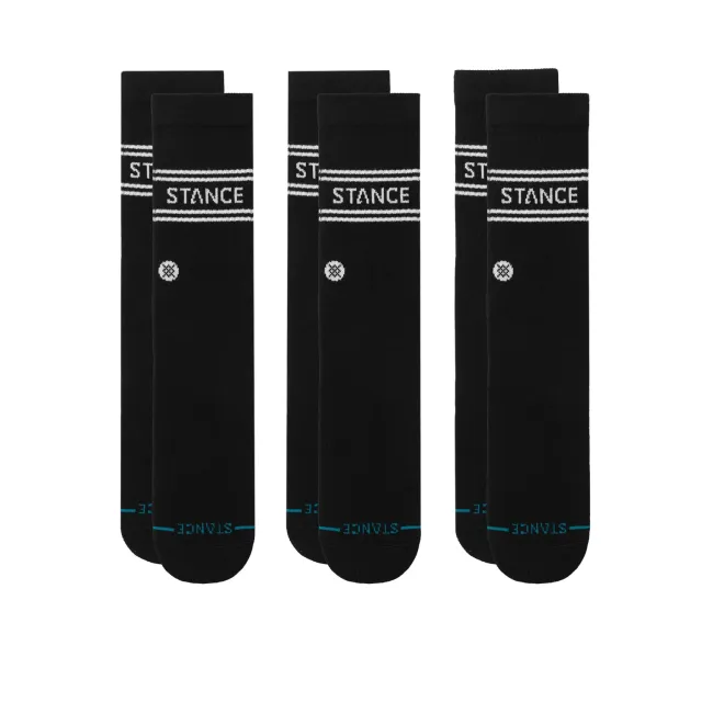 Stance Vital Crew sokker sort 3-pak bomuld