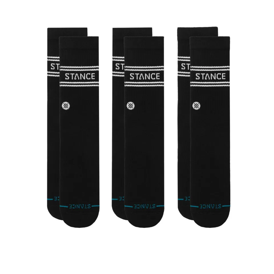 Stance Vital Crew sokker sort 3-pak bomuld