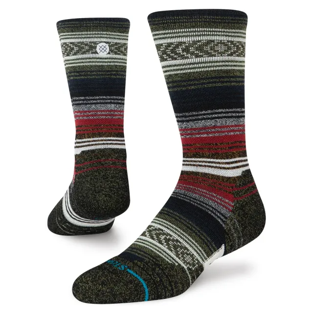 Stance Mid Wool Crew vandrestrømper sort rød uld