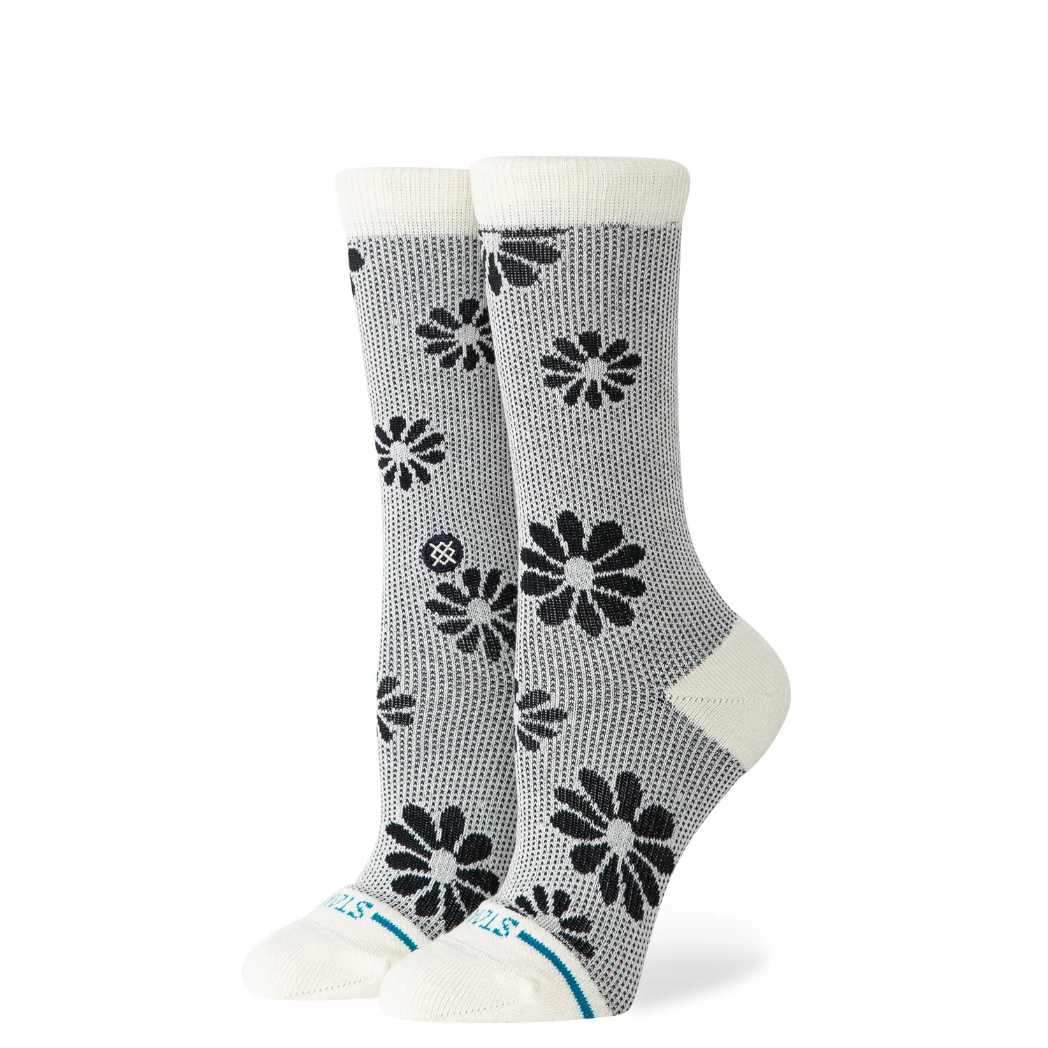 Stance Floral Stitch Crew strømper elfenben bomuld