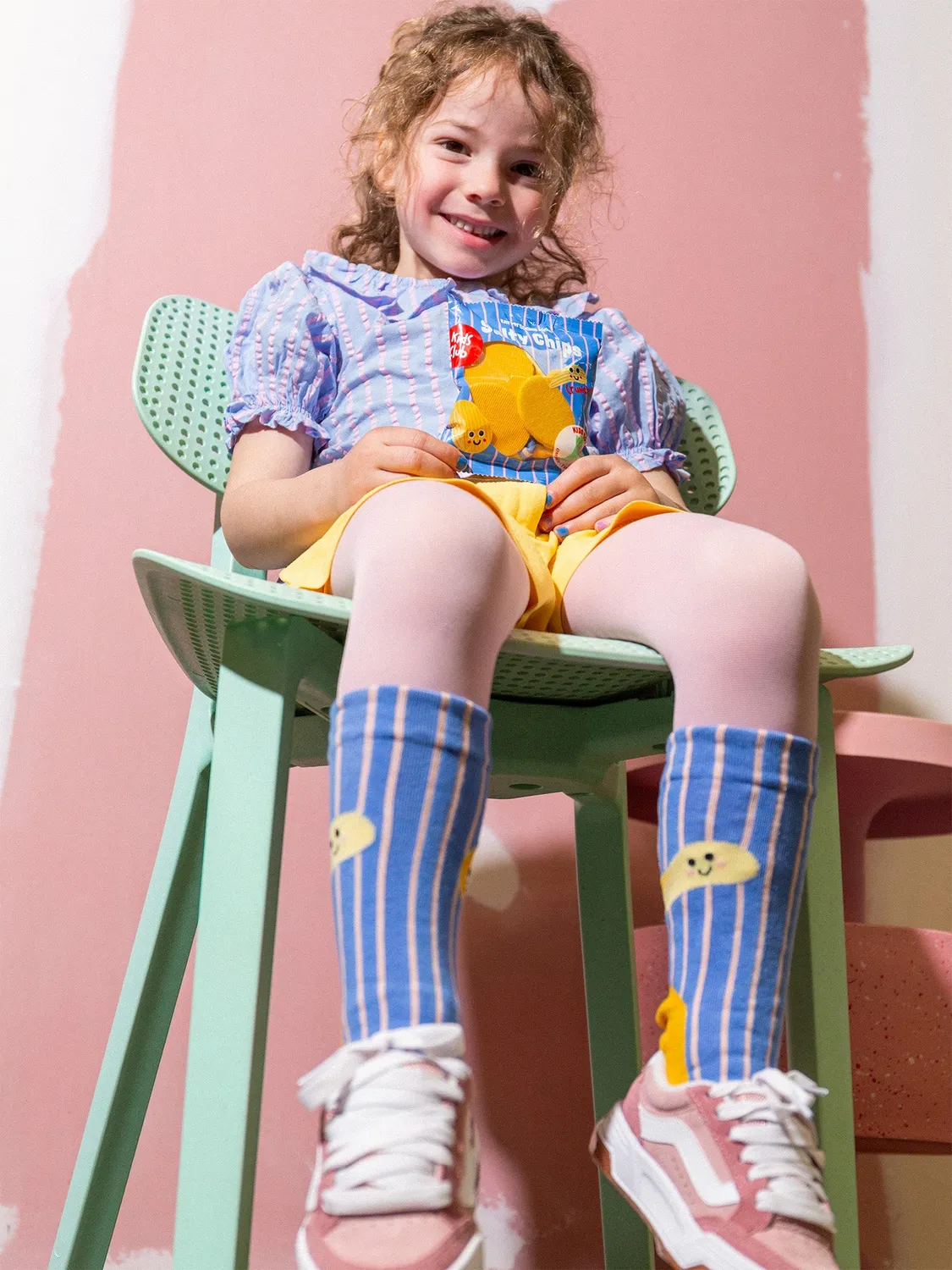 Eat My Socks Blue Salty Chips Kids sokker 1 par bomuld