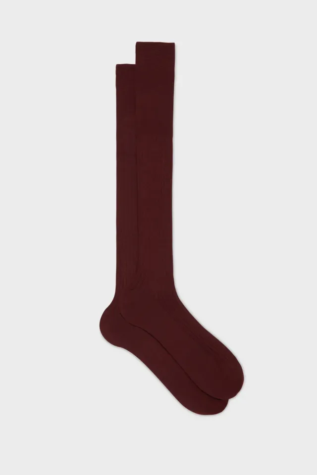 Bresciani Essentials Ascanio herresokker burgundy uld rib