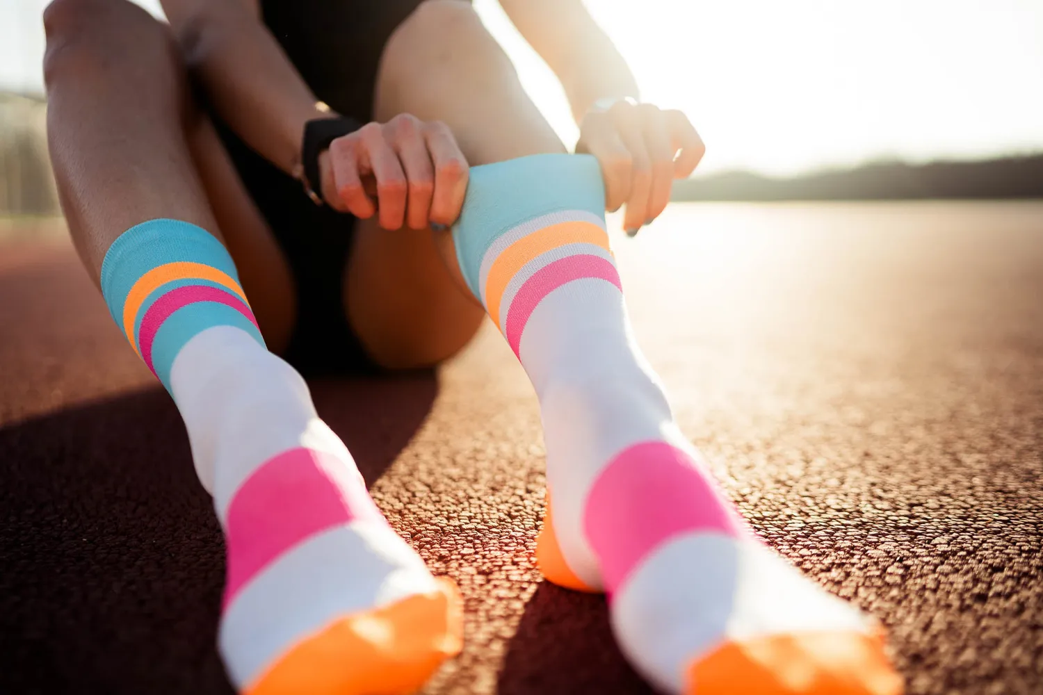 Incylence Ultralight Tracks Cyan Pink løbestrømper blå