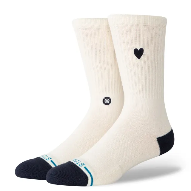 Stance Heart crew strømper creme bomuld