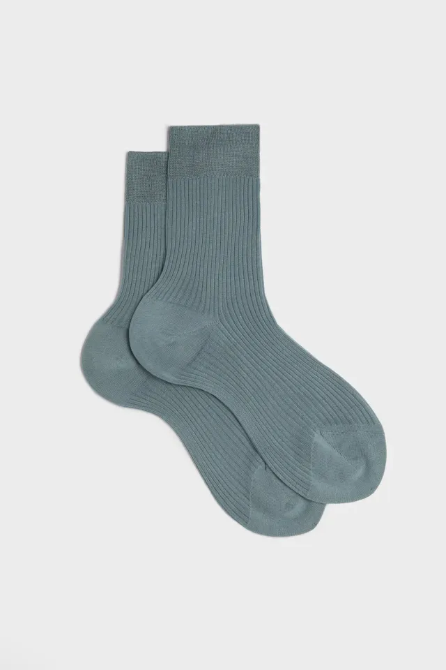 Bresciani Gaia damesokker teal 100% bomuld
