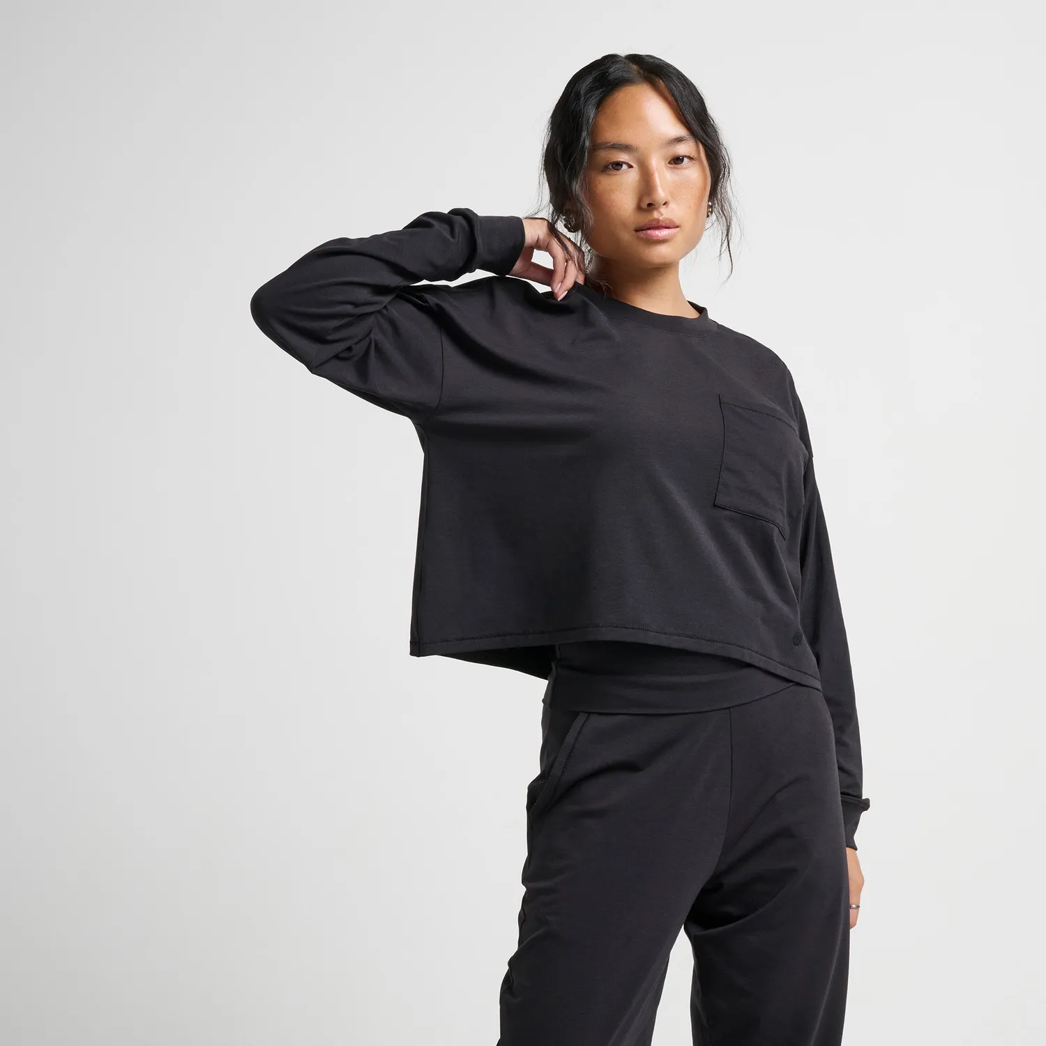 Stance Lay Low Boxy langærmet t-shirt sort dame