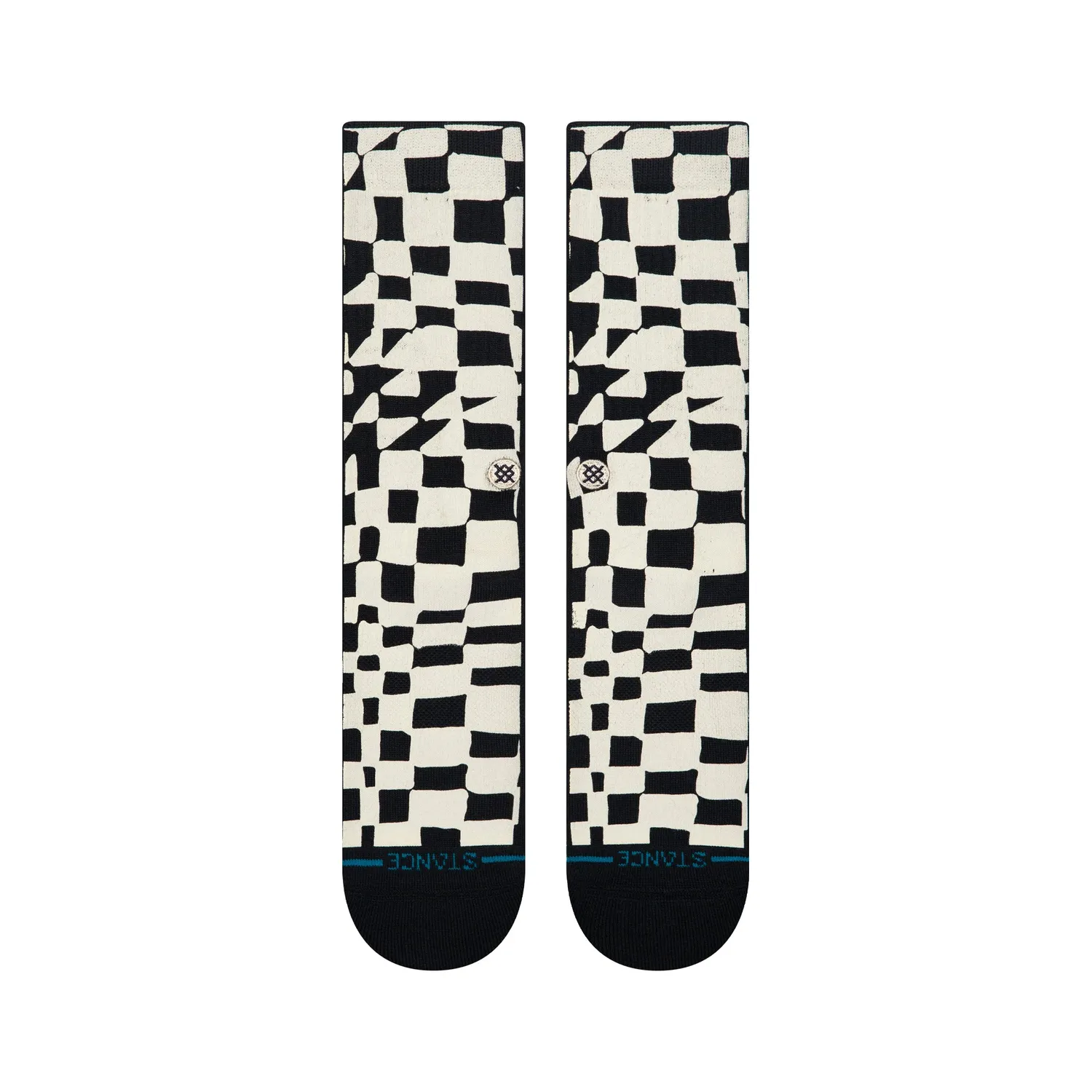 Stance Wave Check Crew strømper sort bomuld medium