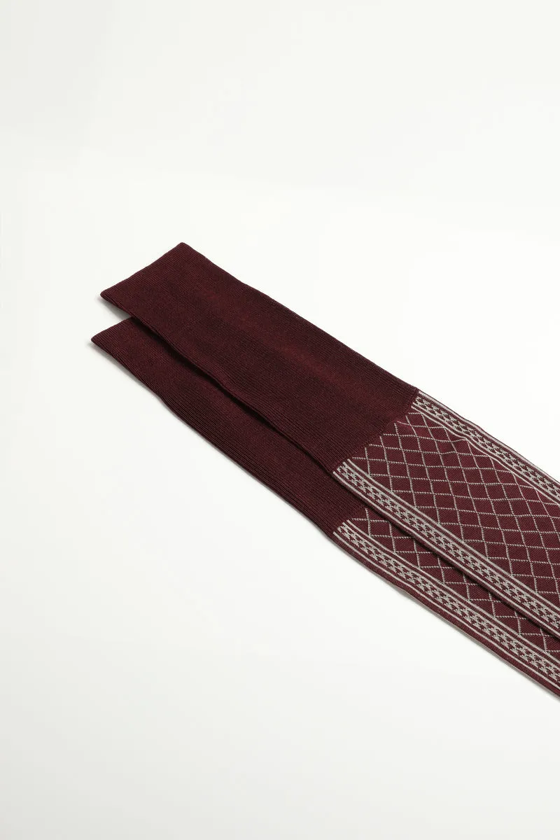 Bresciani Mosaico strømper burgundy bomuld