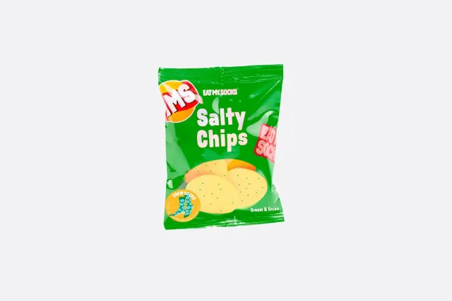 Eat My Socks Salty Chips Green strømper sjove