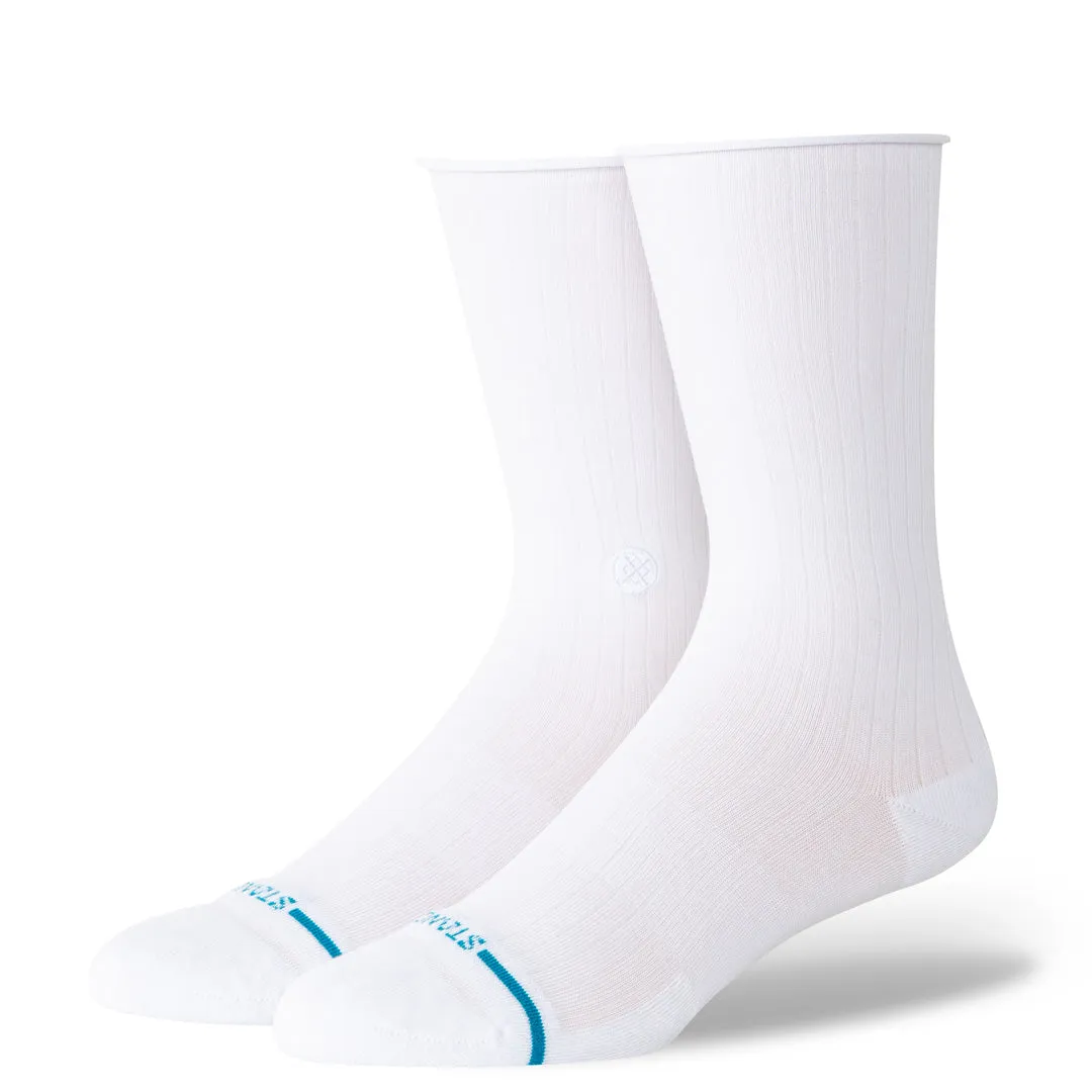 Stance Rolled Solid crew-sokker hvid let polstring