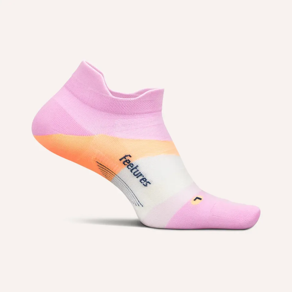 Feetures Elite Ultra Light No Show Tab løbesokker Pink Citrus tynd