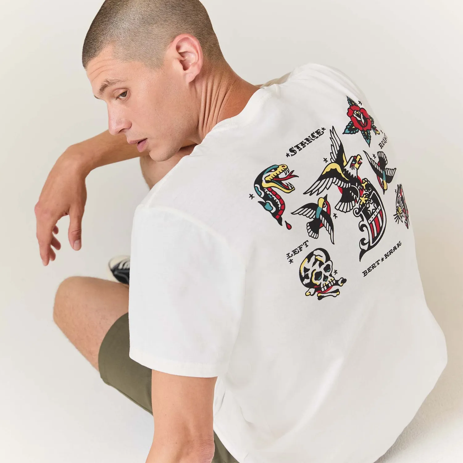 Stance Bert Krak Flash T-shirt creme bomuld