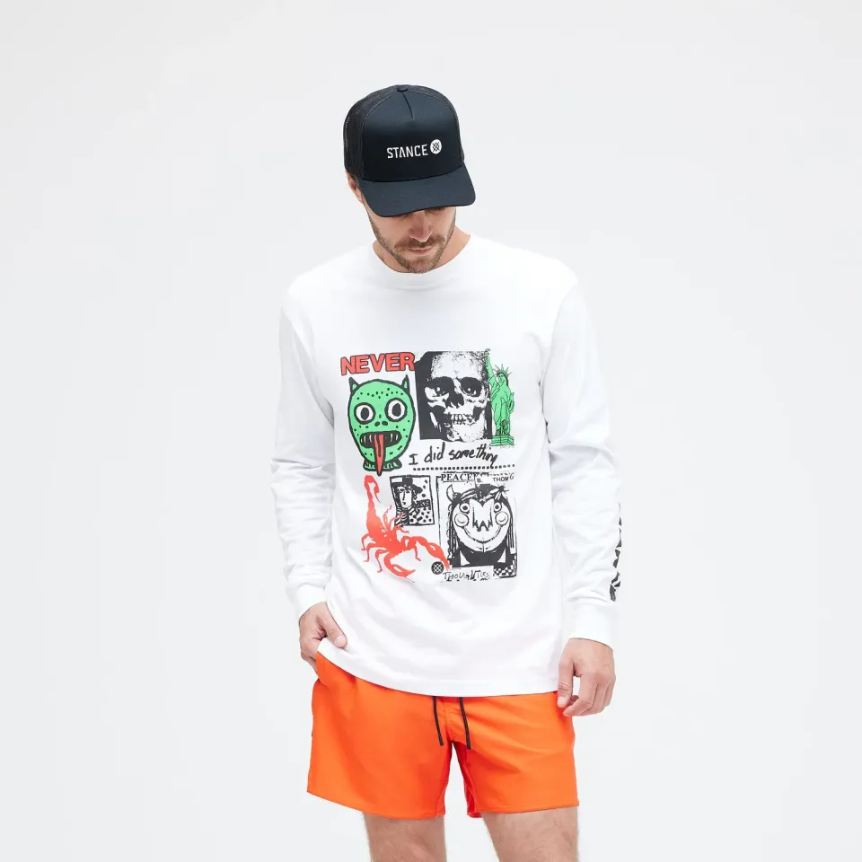 Stance I Did Something langærmet t-shirt hvid bomuld