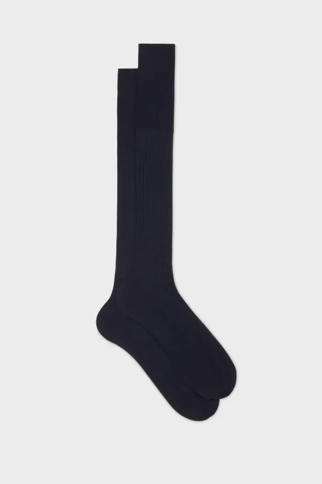 Bresciani Quirinale sokker navy cashmere silke