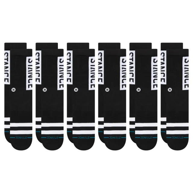 Stance OG crew strømper 6-pak sort bomuld