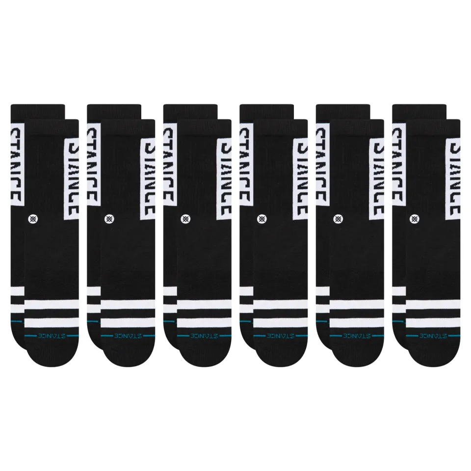 Stance OG crew strømper 6-pak sort bomuld