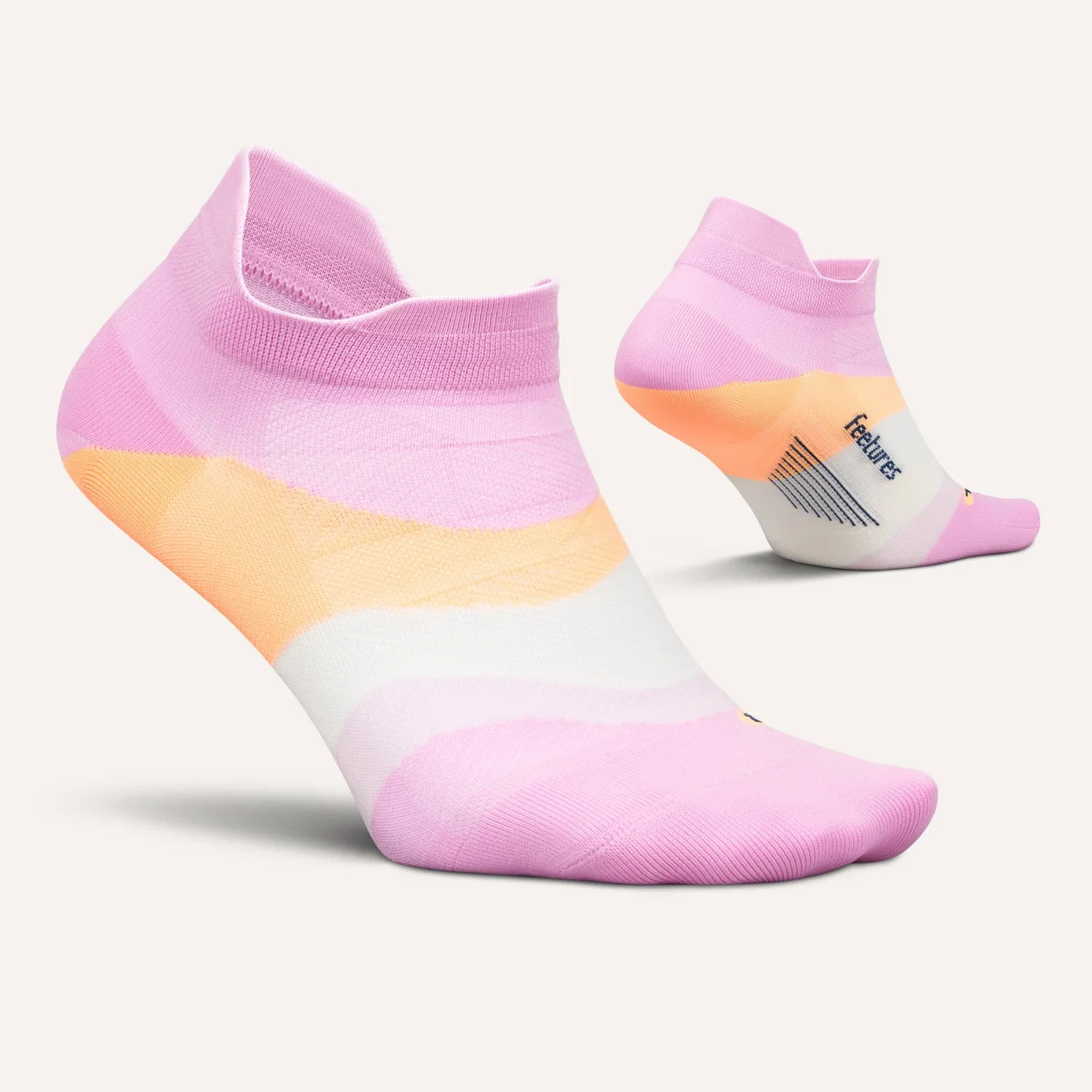 Feetures Elite Ultra Light No Show Tab løbesokker Pink Citrus tynd