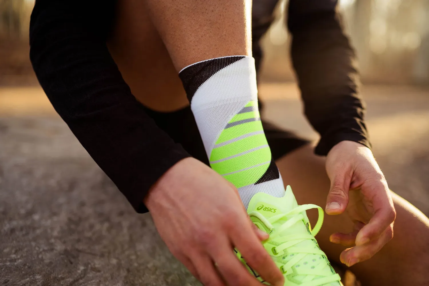 Incylence Running Ladders løbestrømper sort-grøn 39-42 åndbar