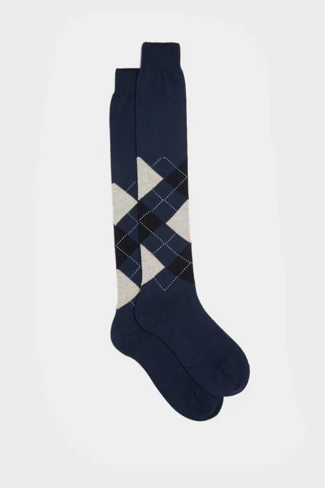 Bresciani Luca strømper blåette bomuld argyle