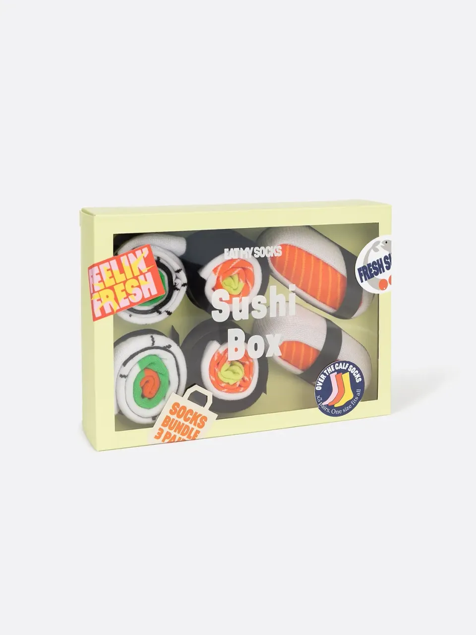 Eat My Socks Sushi Box sokker 3 par sjove