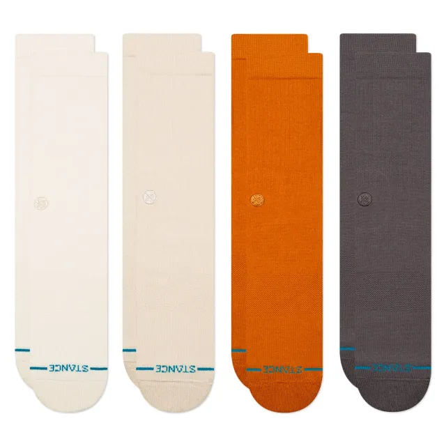Stance Icon crewstrømper canvas 4-pak bomuld