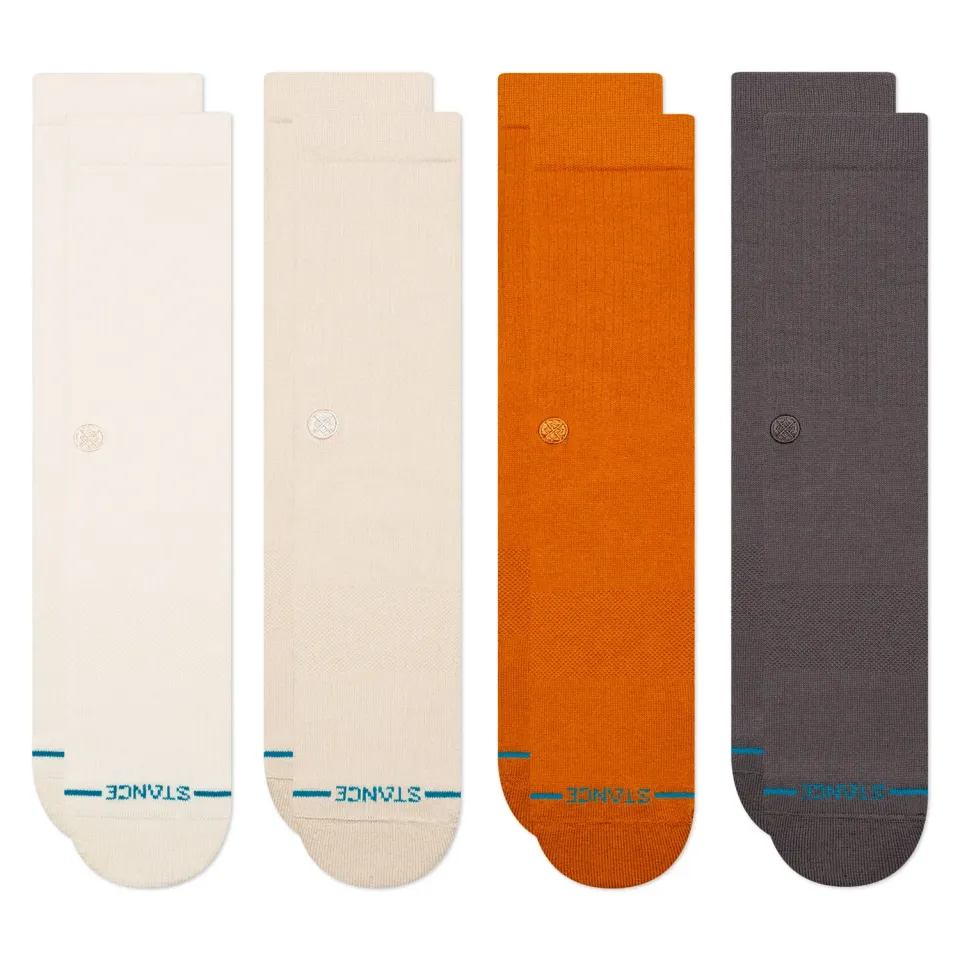 Stance Icon crewstrømper canvas 4-pak bomuld