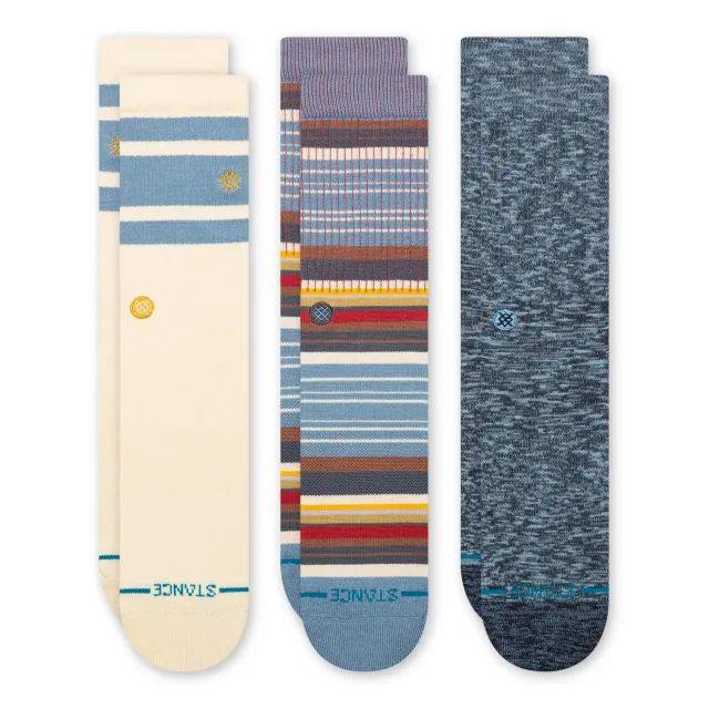 Stance Striped Slub sokker creme 3-pak crew