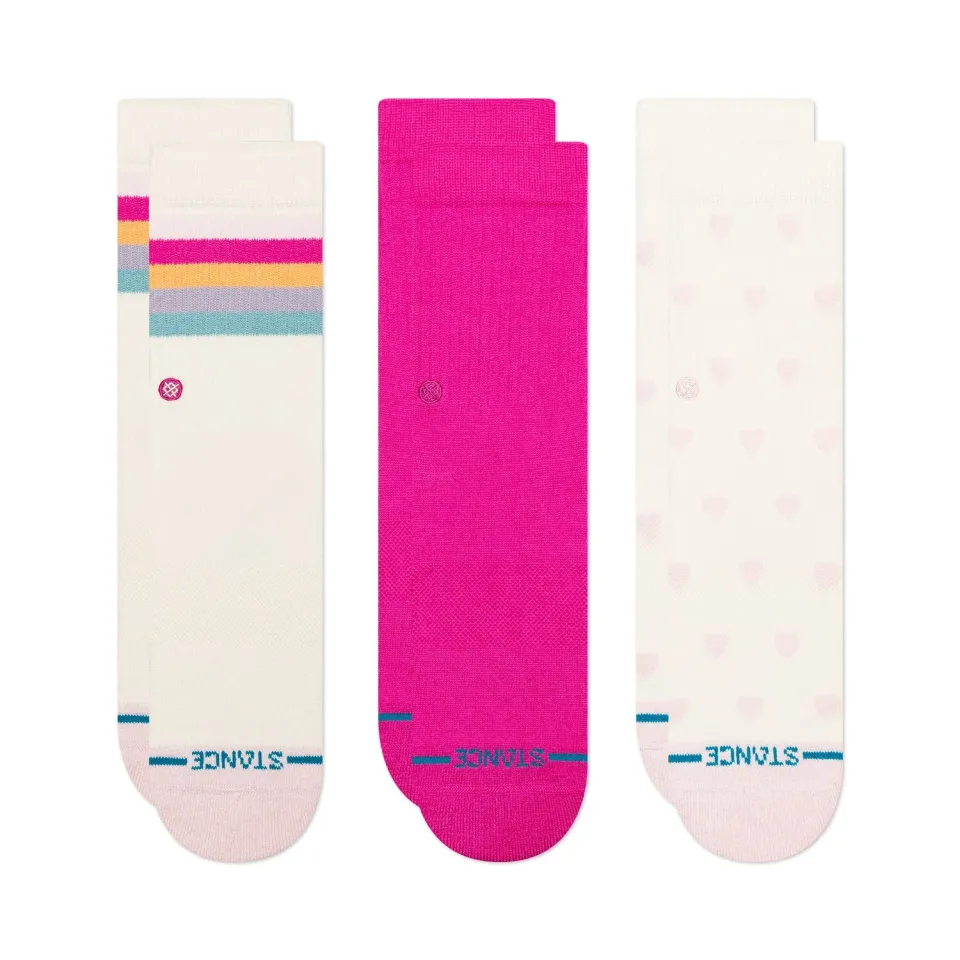 Stance Kids Hearts Crew strømper creme 3-pak bomuld