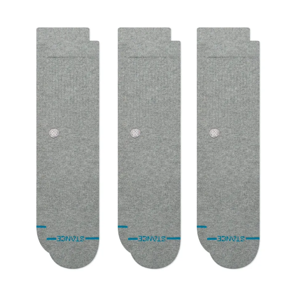 Stance Icon crew sokker grå 3-pak bomuld