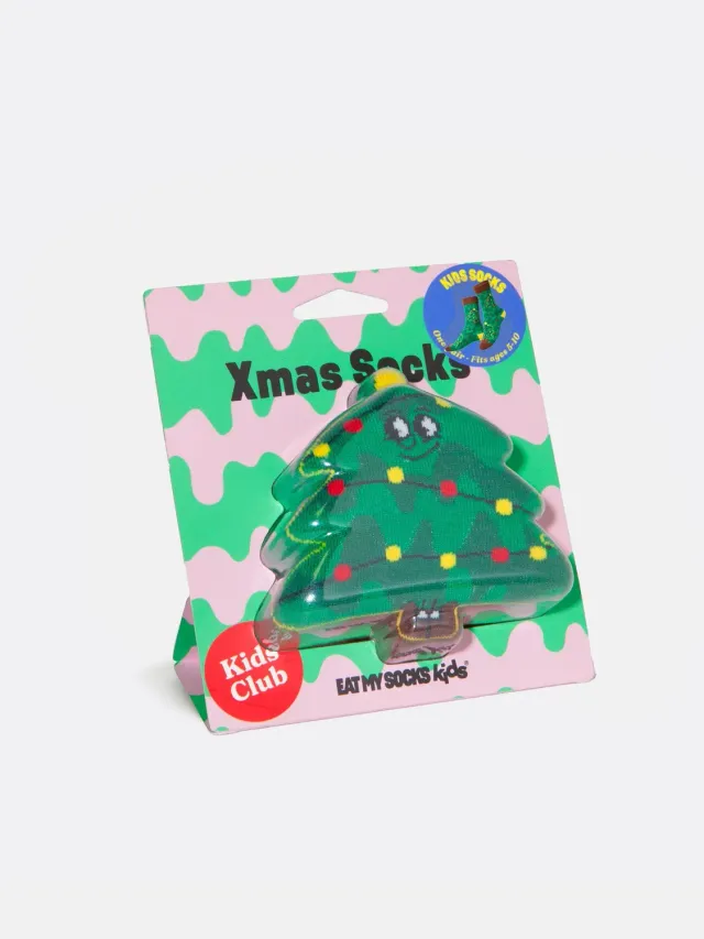 Eat My Socks Xmas Tree Kids børnesokker blød bomuld