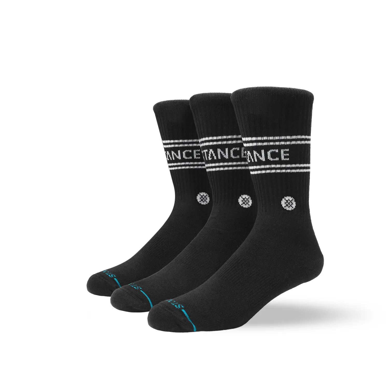 Stance Vital Crew sokker sort 3-pak bomuld