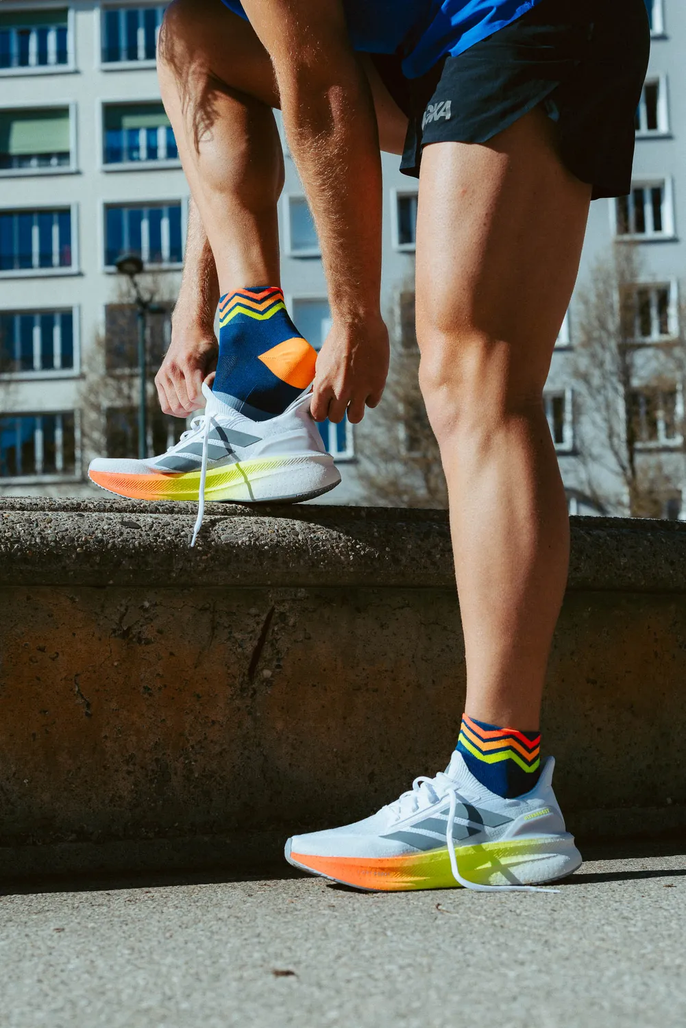 Incylence Ultralight Waves Short Navy Orange strømper